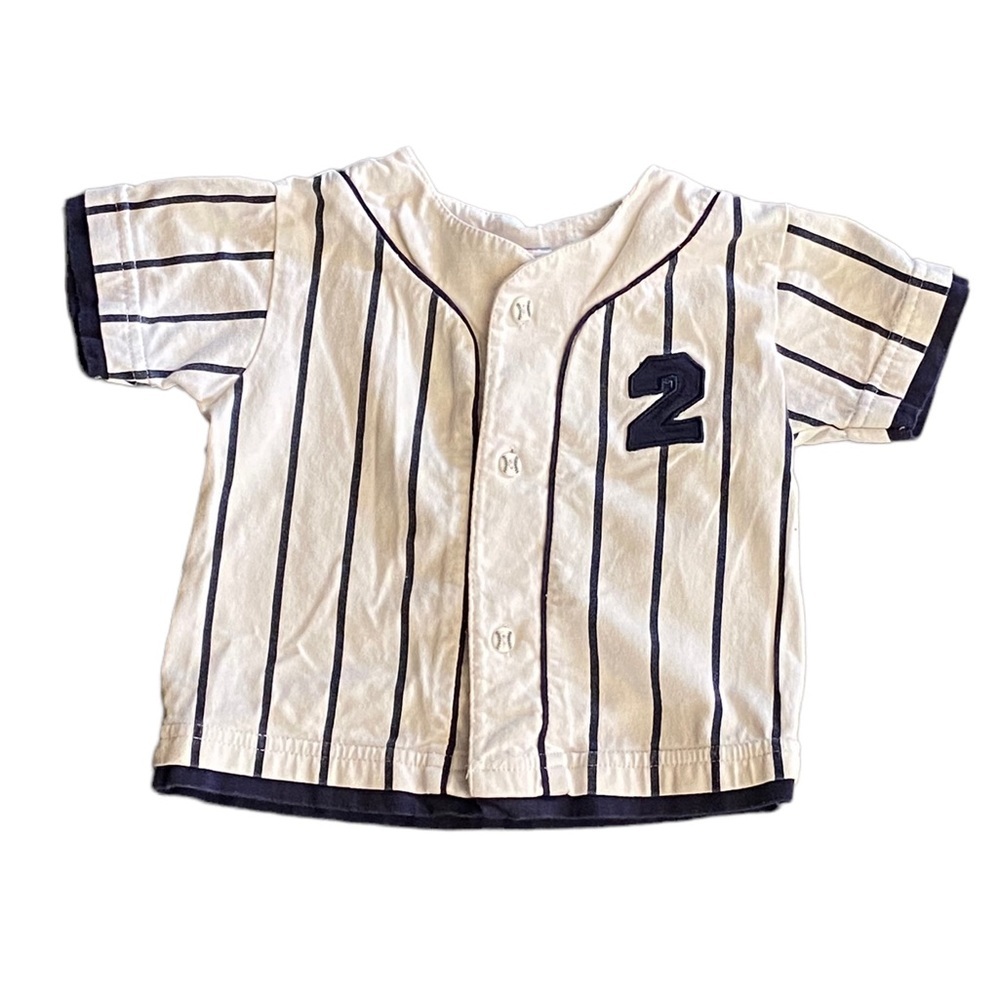 {Park Bench Kids} Baseball Pin stripped button down Jersey Shirt